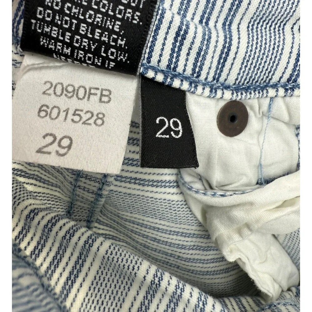 Parker Smith Womens Conductor Striped Raw Hem Jeans Size 29 Blue White